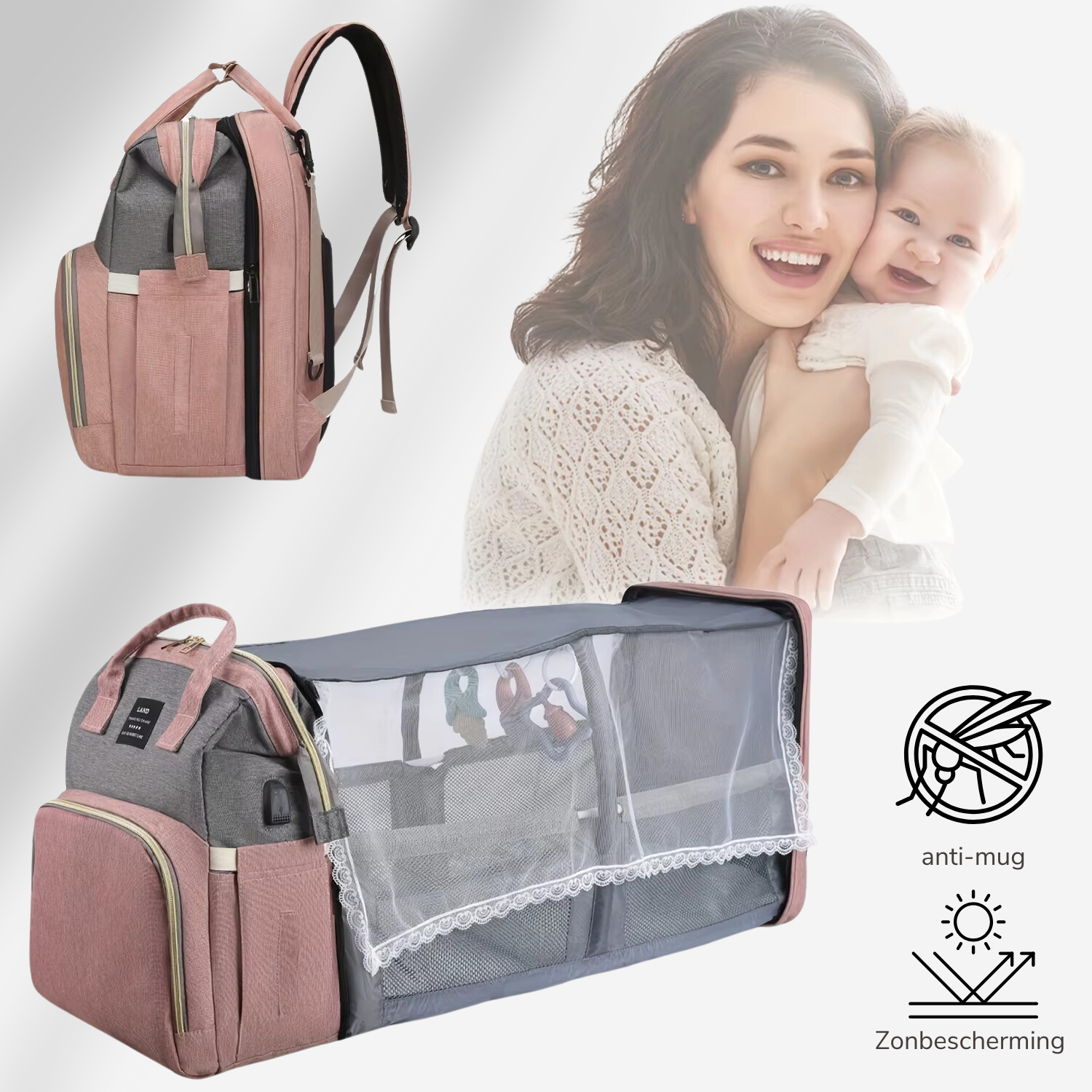Hafmall Luierrugzak, praktische grote capaciteit baby luiertas rugzak voor mama en papa, stijlvolle macaron Hafmall Luierrugzak, praktische grote capaciteit baby luiertas rugzak voor mama en papa, stijlvolle macaron